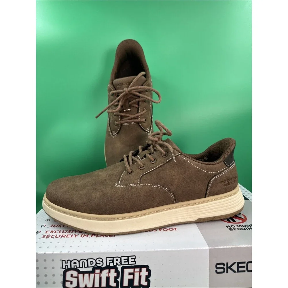 Skechers Hands Free Swift Fit Men’s 9 Brown Waterproof Casual Lace Sneakers